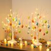 Egg Tree For Easter LED Bendable Branches Decoration 23.6in Tabletop Easter Trees Battery And USB Powered For Nursery Bedside