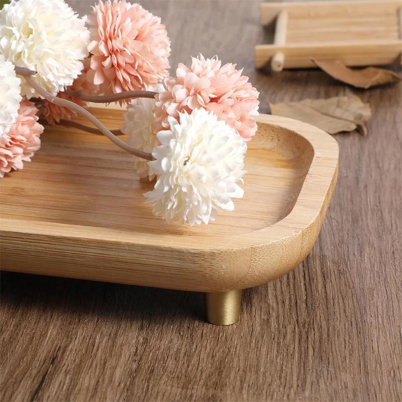 Brass Wooden Mini Board Feet 4Pcs Anti Slip Riser for Jewelry Box Display Tray Small Furniture DIY Craft Use