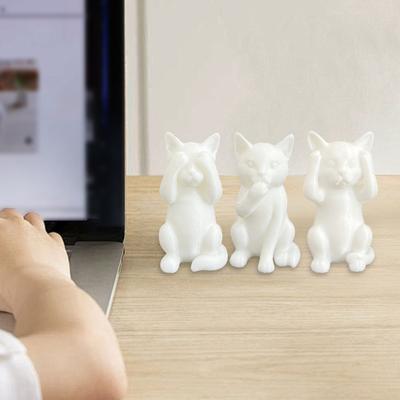 3D-печатная фигурка кошки котята слышать говорить видеть зло статуэтка миниатюрное украшение кошка подарок для любителя кошек для украшения стола полки шкафа