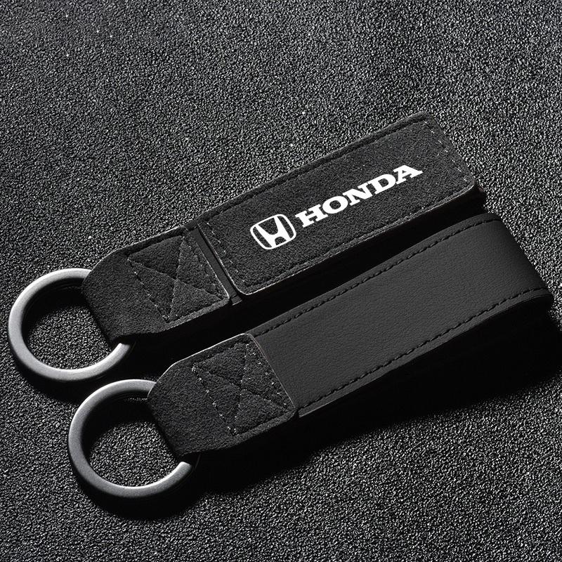 Fashion Suede Car Emblems Keychain Keyring Key Anti-Loss Ring For Honda Mugen Power Civic Accords CRV Hrv Jazz CBR VFR AccessoryOW3