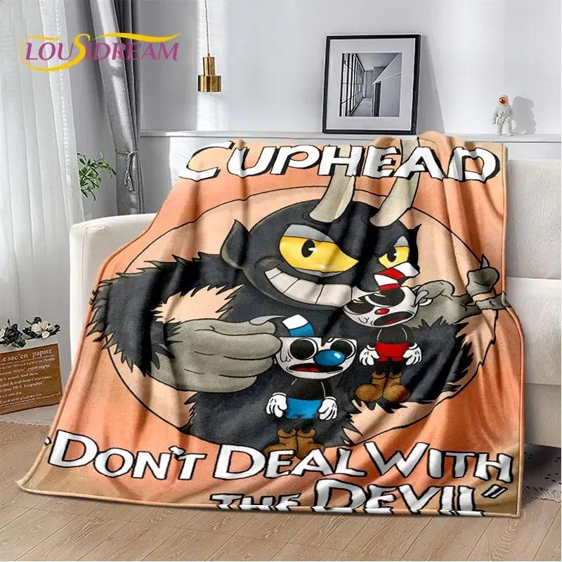 Мягкое плюшевое одеяло Cuphead and Mugman, Game Gamer, фланелевое одеяло, одеяло для гостиной, спальни, кровати, дивана, чехол для пикника, детский чехол