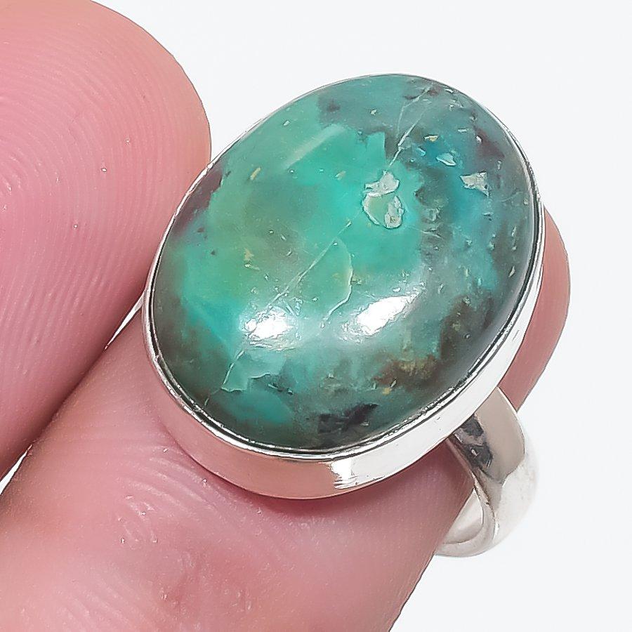 Chrysocolla Gemstone Handmade 925 Sterling Silver Jewelry Ring Size 7 KJ-1393