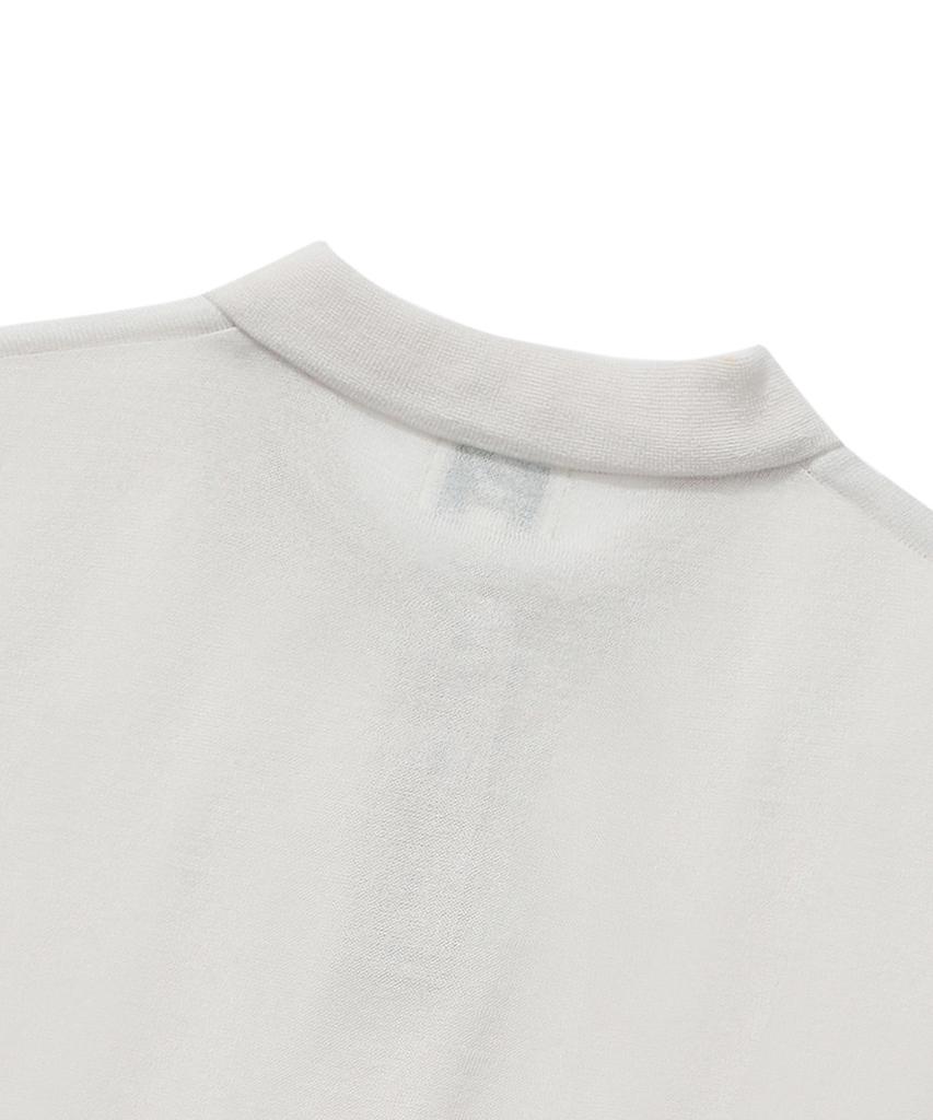 COVERNAT WOMAN Sheer Collar Crop Half Knit Light Gray