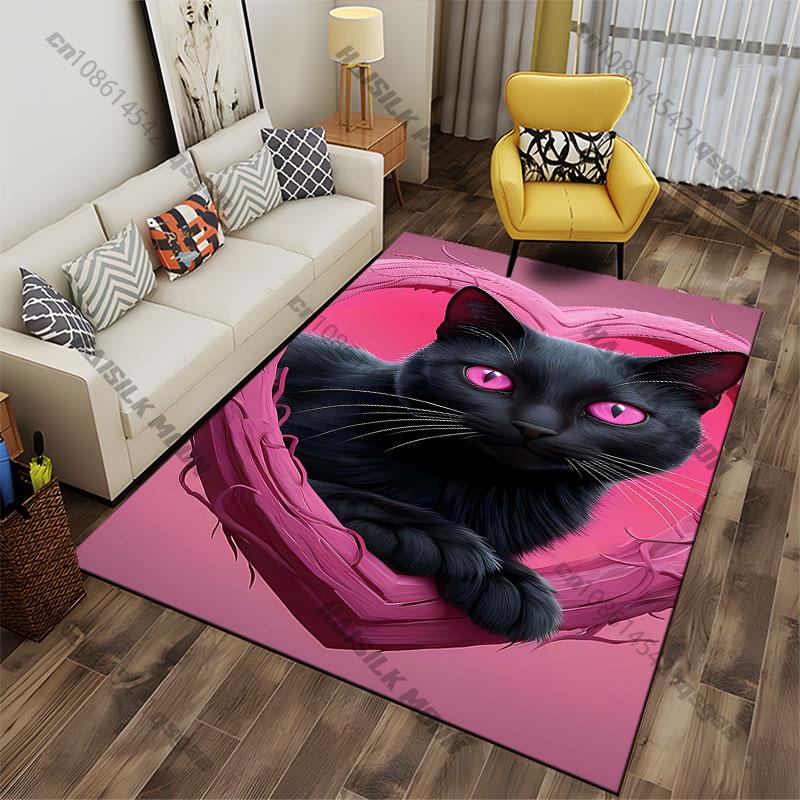 Cat love vibrant pink mood carpet Yoga living room room decor children's crawling mat doormat area rug games mat