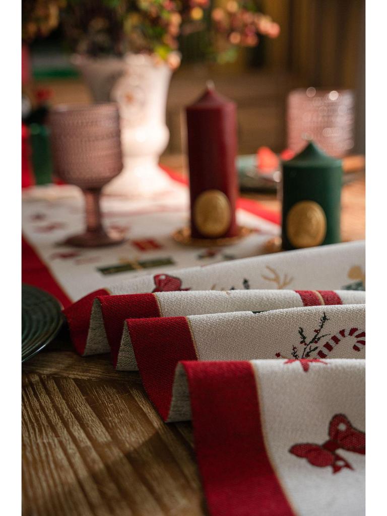 Жаккардовая окрашенная пряжа Рождественский снеговик олень кисточка полиэстер дорожка на стол/кровать