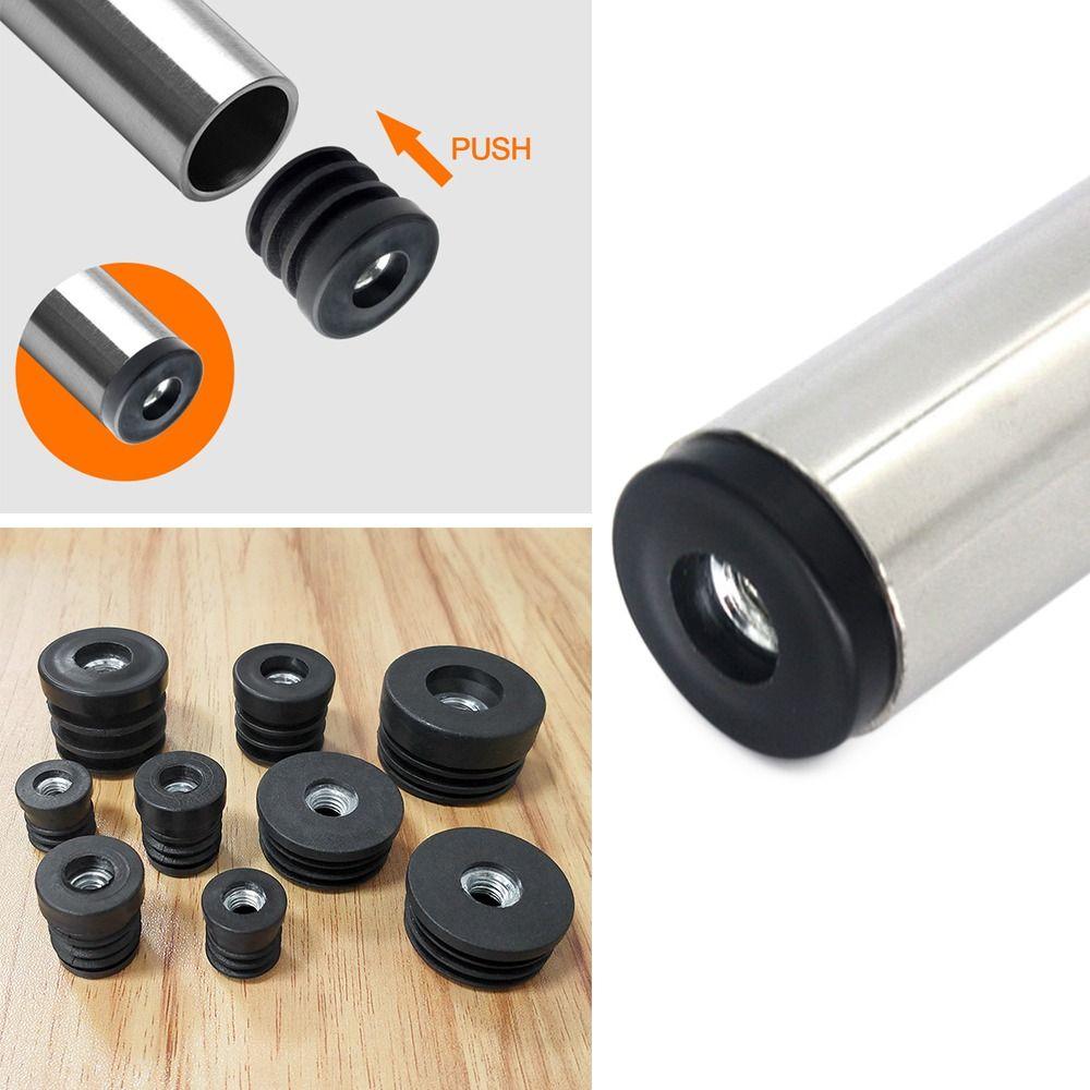Plastic Pipe Inner Plug Black Furniture Adjustable Feet Dust Cover Nut Hole Plug Table Chair