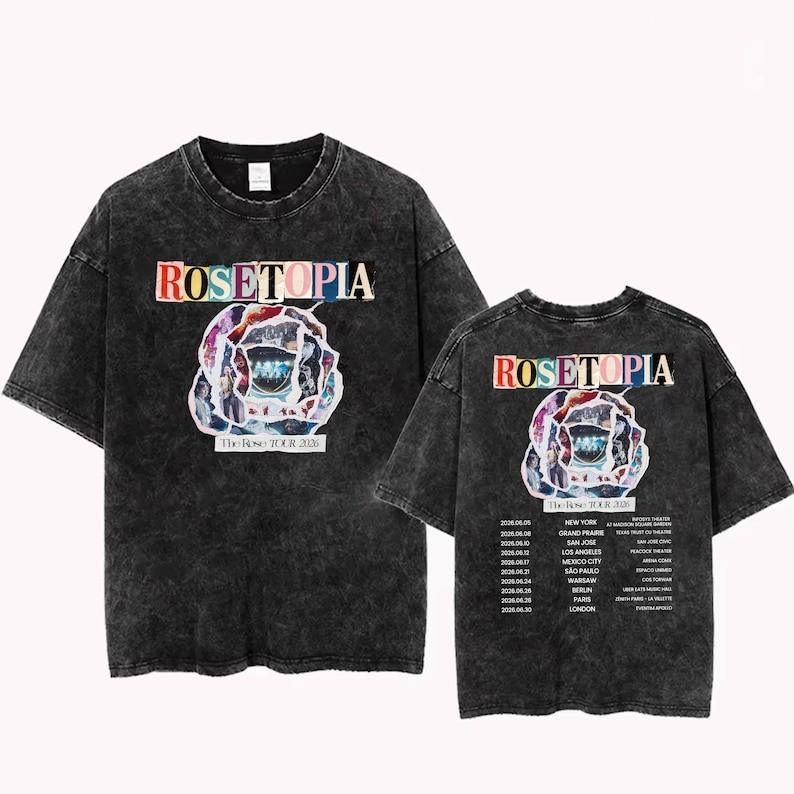 The Rose Rosetopia World Tour 2026 Mineral Wash Tee, The Rose Blue Moon Shirt,