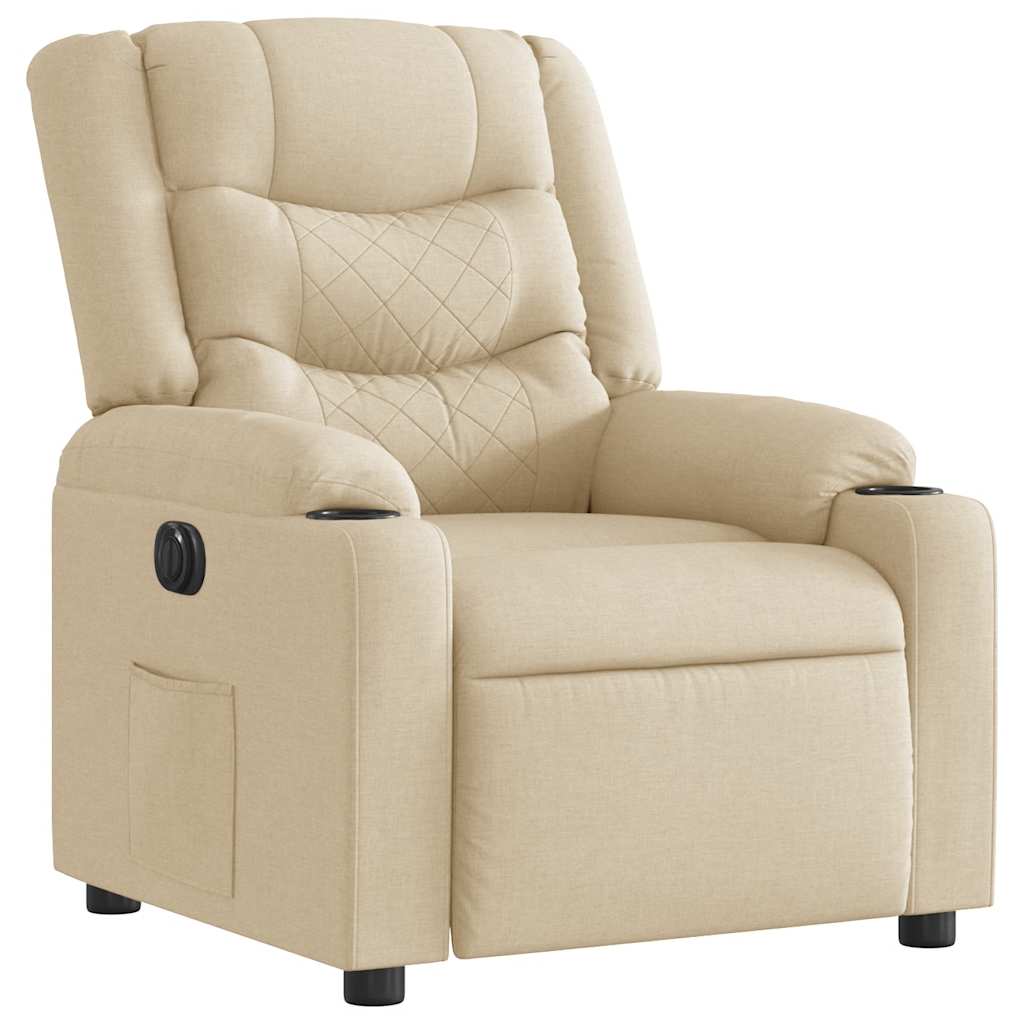 Electric Recliner Chair Cream Fabric