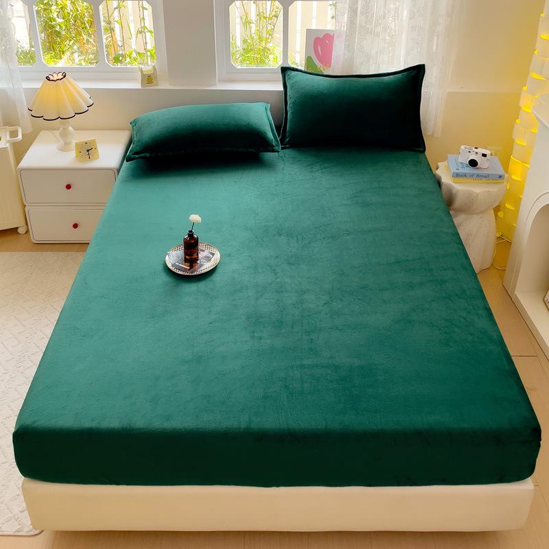 Solid Color Milk Velvet Mattress Cover Set - Thick, Warm, Full-Surround Protection