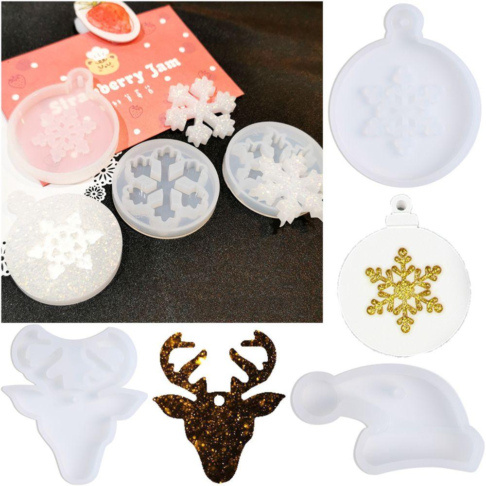 Supplies Xmas Ornament Xmas Tree Shape Silicone Casting Mold Christmas Mould Snowflake Bell Deer