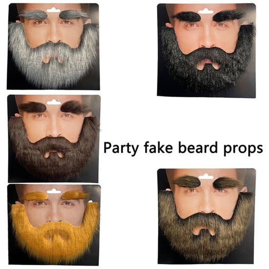 Набор из поддельных усов и бровей, самоклеящаяся поддельная борода, аксессуар для костюма, реквизит для косплея для театральной сцены-маскарада