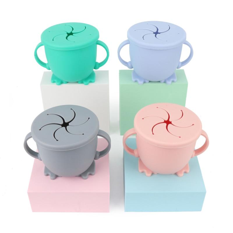 1 Pcs Snack Bowl Silicone Snack Cup Anti-falling And Leak-proof Snack Box With Handle Storage Cup High Temperature Resistance