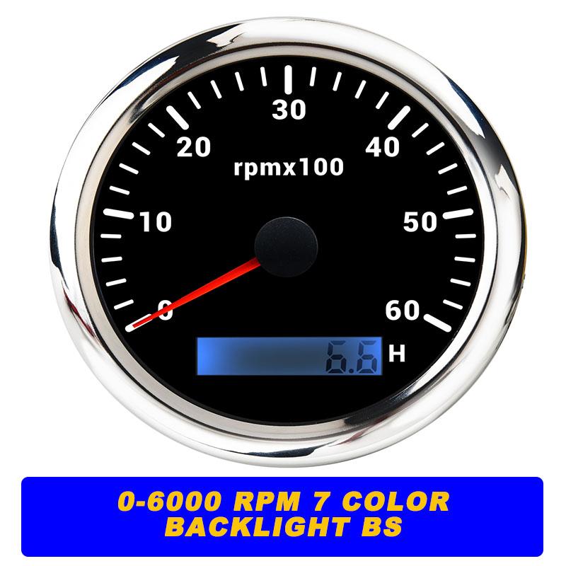 New 7 Color Backlight 85mm Tachometer Gauge For Marine Boat Car Truck 9-32V LCD 3K~8K RPM Tacho Digital Hour Meter