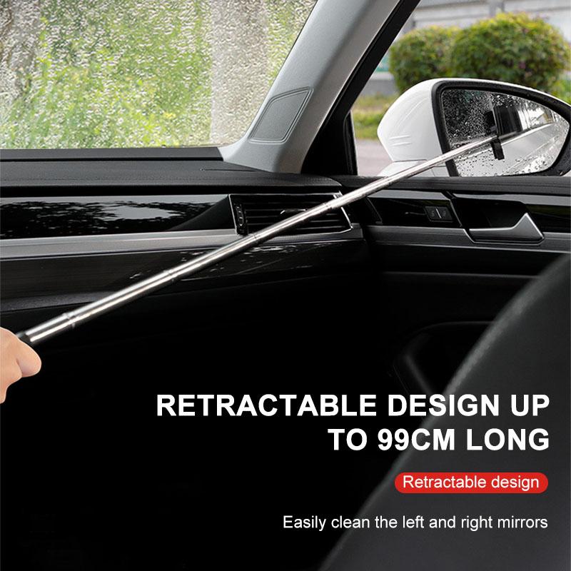 1Pcs Car Rearview Mirror Wiper Retractable Handheld Cleaning Brush Emblem For Mitsubishi lancer asx outlander pajero l200 galan UU9