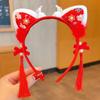Headwear Hanfu Hair Accessories Tassel Red Bow Hairband All-match Chinese New Year Headwear  Party