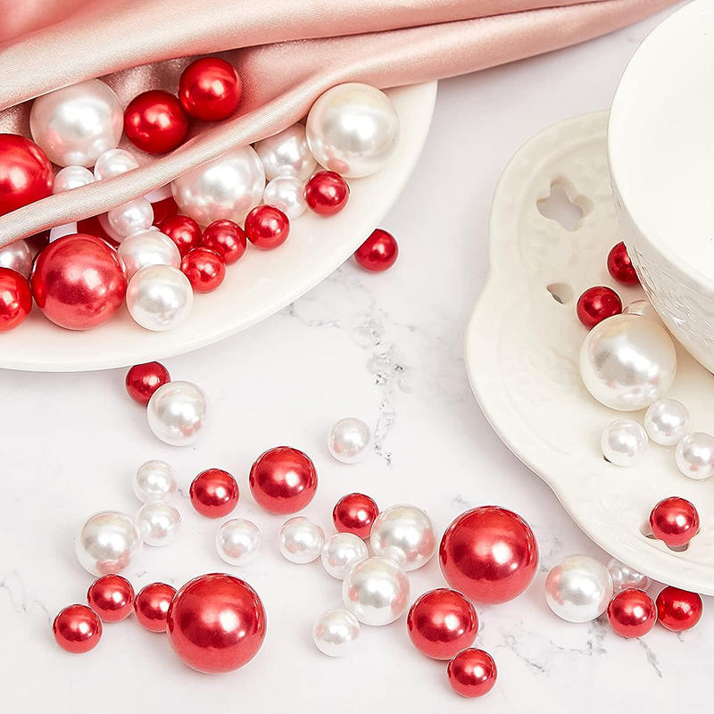 Christmas Vase Filler Beads White and Red Candy Cane Pearl Beads Acrylic Christmas Vase Filler Christmas Floating Pearls Filler