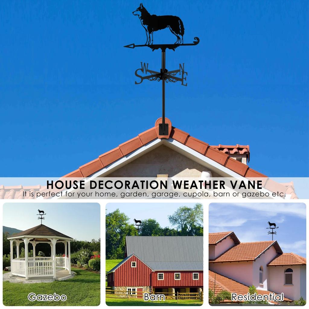Флюгер для собак Металлические флюгеры для животных Украшения Креативные винтажные флюгеры для собак Сверхпрочные черные флюгеры для собак Направление ветра
