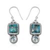 Natural 9X9 Mm Square Shape Blue Turquoise Gemstones 925 Sterling Silver Drop Dangle Earring For Women & Girls