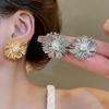Exaggerated Metal Irregular Flower Stud Earrings For Women Fashion Pearl Hollow Earrings Personality Party Jewelry Party Gifts
