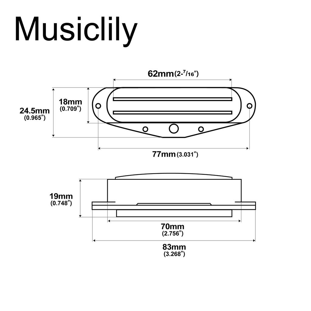 Musiclily HOT RAILS ST Guitar Single-Size Humbucker Pickup for Fender Squier Strat Electric Guitar, White