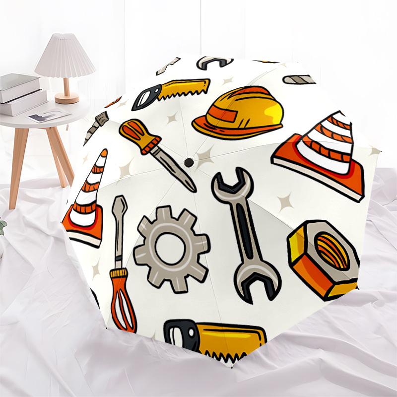 1pc Tools Print Open/Close Folding Umbrella, All- Portable Umbrella for & Men, Stylish Accessory (Holiday Gift) 8-Rib yy251213119