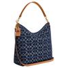 Coach Laurel 36 Classic Print Zipper Closure Fabric Crossbody Shoulder Tote Bag Large Women bags Denim-Blue CY697-IMXIA
