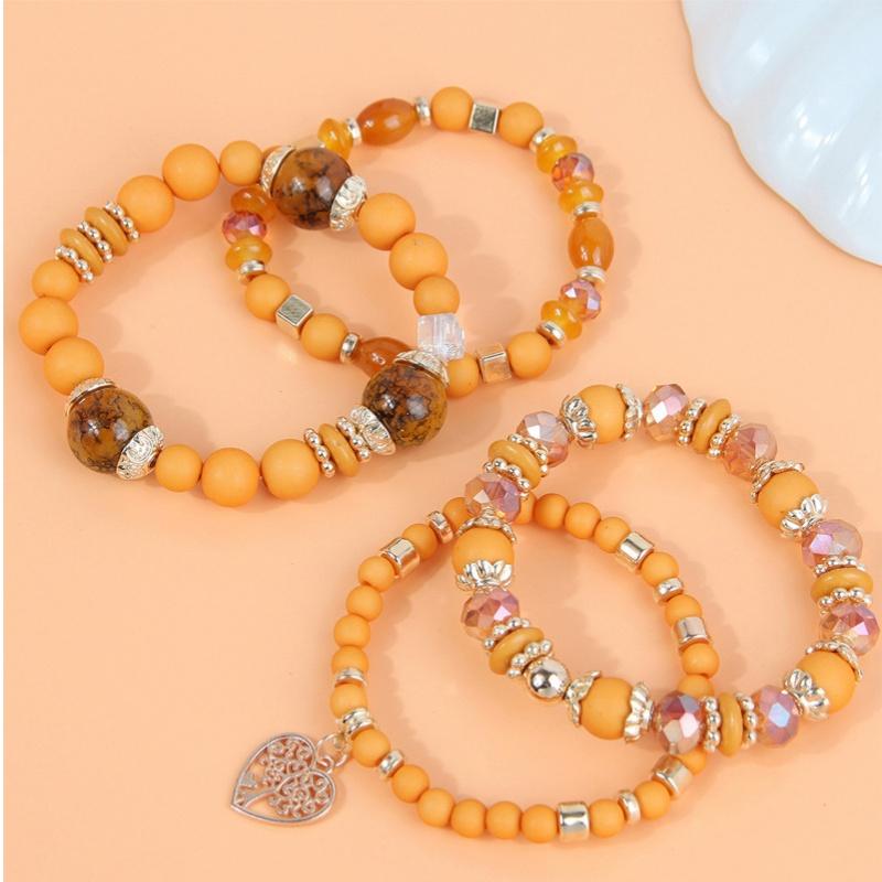 Богемные хрустальные бусины в форме сердца, браслеты для женщин и девочек, этническая упаковка, ювелирные аксессуары