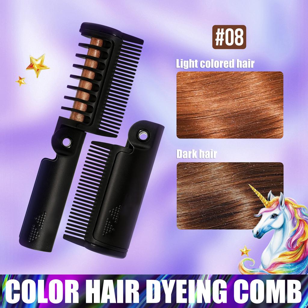 Temporary Hair Color Comb with Foldable Design for Quick Bright Hair Chalk Styling Non Toxic Washable Colorful Hairbrush for Adults Halloween Cosplay