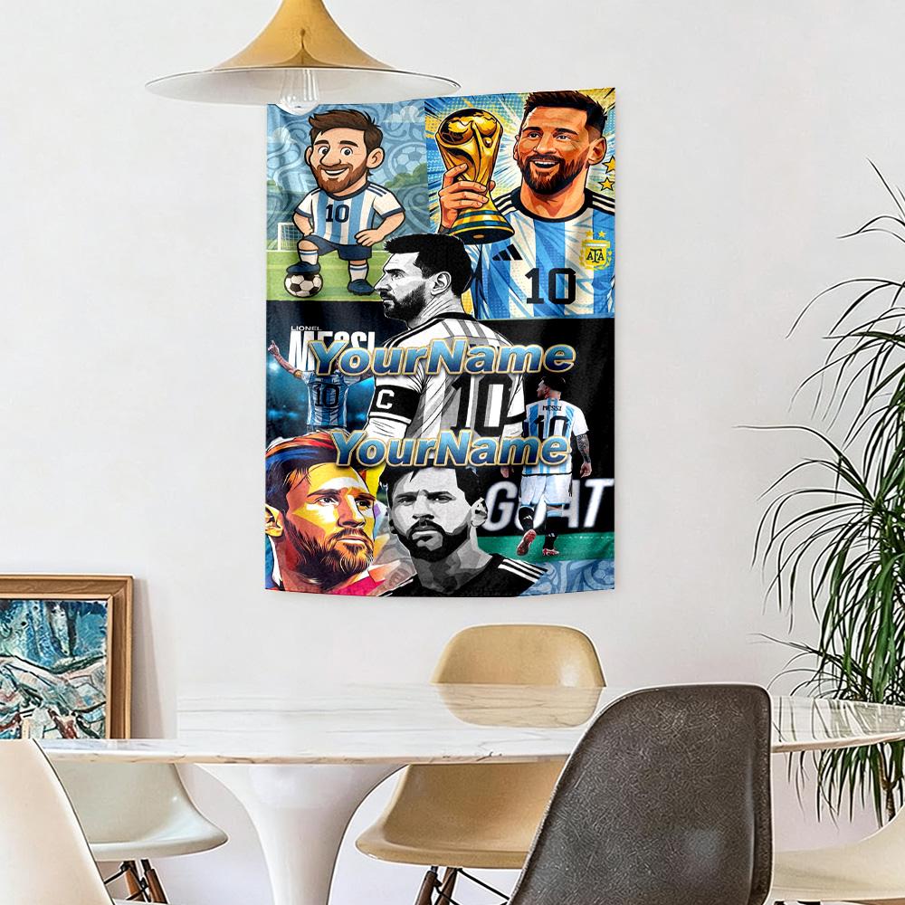 Messi Custom Your Name Wall Decor Tapestry Art For Pet Memorial Birthdaywedding Party Backdrop Family Gift