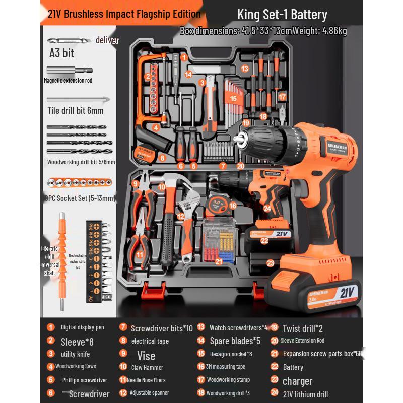 Многофункциональный набор инструментов «Зеленый Лес»: Полный набор для ремонта по дому и для электрика