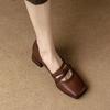 French Retro Mary Jane Shoes Women's Brown Autumn 2025 New Mid-heel Square Head Light Mouth Single Shoes