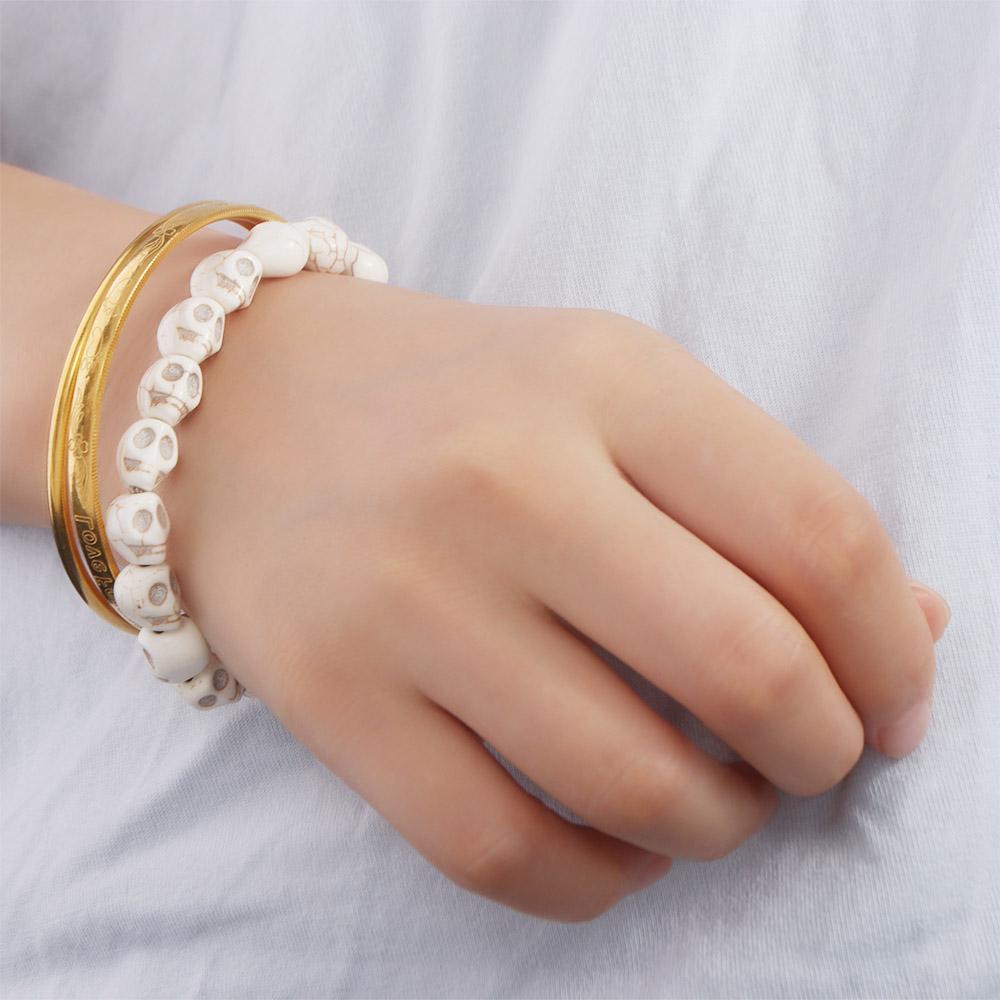 Vintage Design Skull Beaded Bracelet Punk Bangle Personalized Skeleton Beaded Bracelet Friend Gift