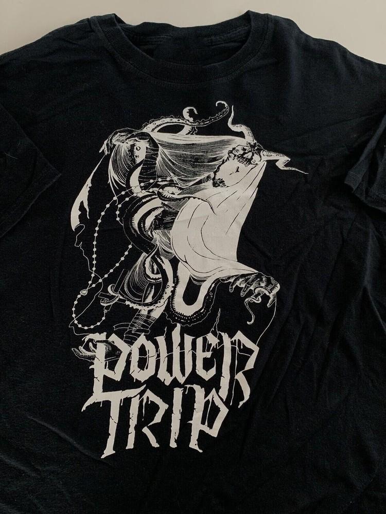 Горячая Новая Футболка Полного Размера с Логотипом Группы Power Trip Хлопок Подарок для Фаната Унисекс Футболка