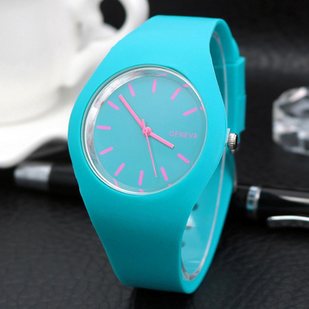 Женские наручные часы с однотонным узором, часы с силиконовым ремешком, модные женские часы, повседневные
