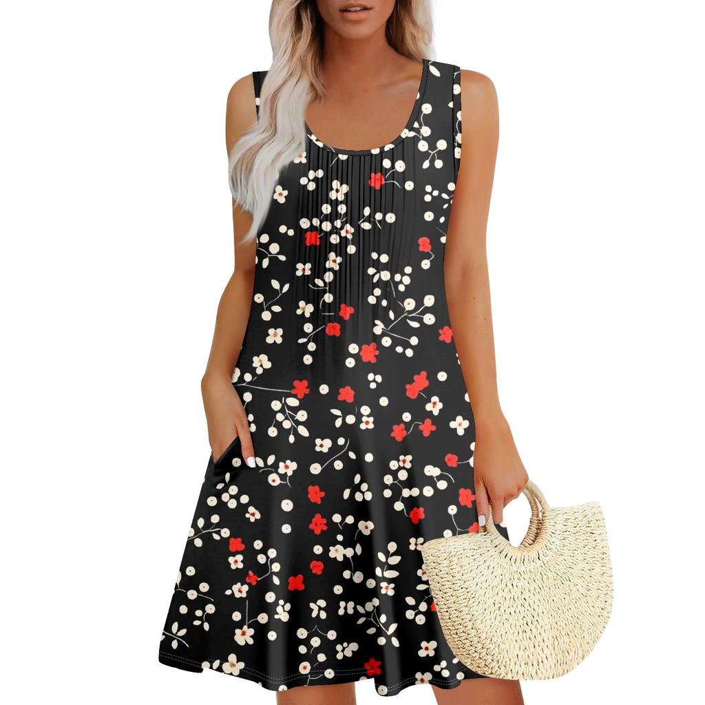 Женский повседневный сарафан с карманами, летнее пляжное платье в стиле бохо, праздничное платье для женщин, платья-майки