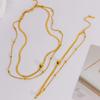 Retro Minimalist Double-Layer Gold Bead Titanium Necklace - Light Luxury Clavicle Chain Jewelry