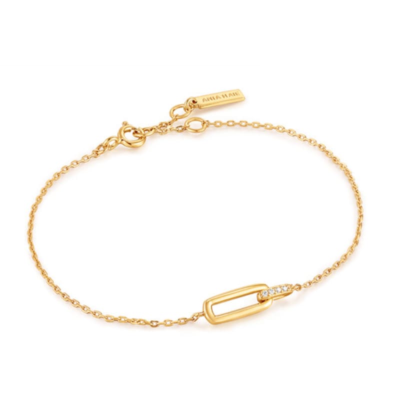 ANIA HAIE Glam Interlock Pendant Stone Setting 925 Silver Bracelet B037-01H