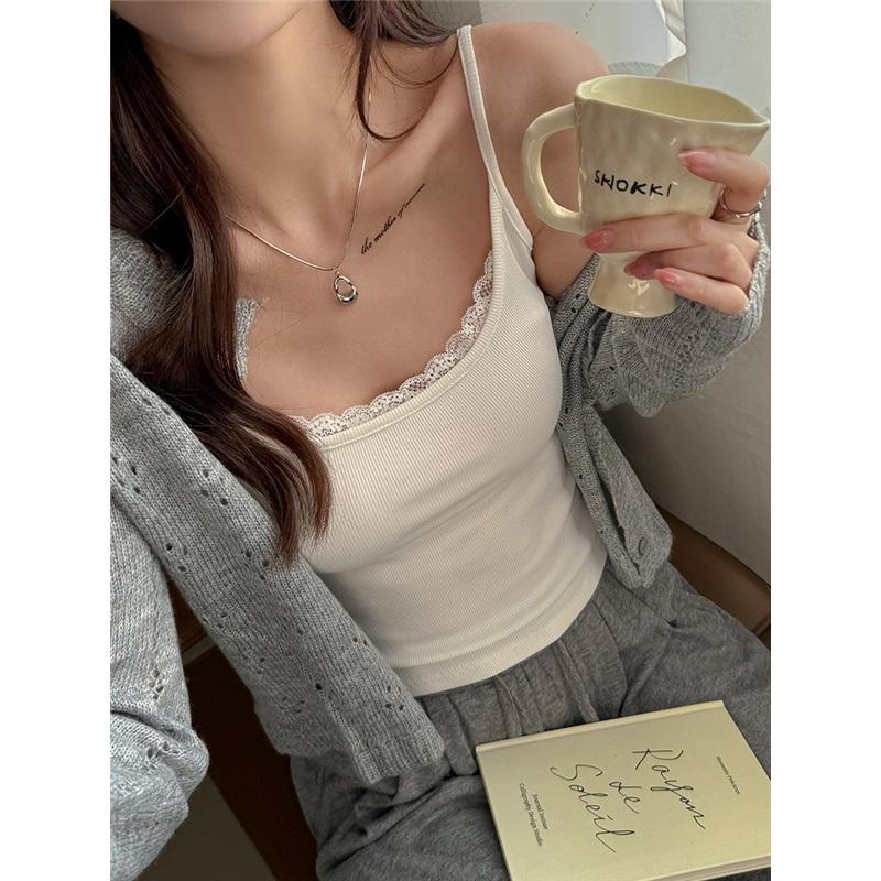 Model Pure White Lace Bottoming Vest Sling Women's Inner Spring And Summer Design Sense