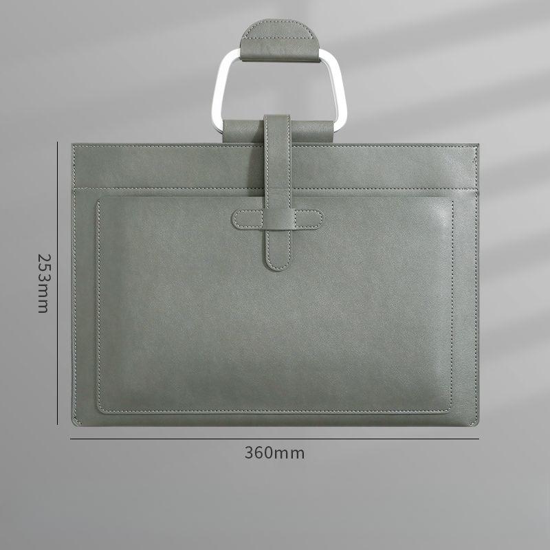 File A4 Leather Bag File Bag Multifunctional Tote Bag Receipt Storage Bag Highend Waterproof Large Capacity