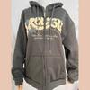 Women Letter Embroidered Hoodies Autumn Winter Vintage Zip Up Loose  Hooded Sweatshirts Harajuku Y2K Long Sleeve Jacket Clothes
