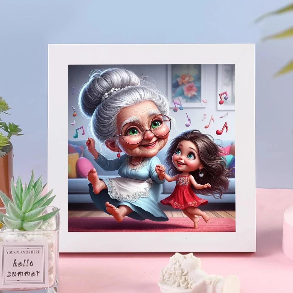 Мультфильм Счастливая бабушка и внучка 5D Полный круглый набор для алмазной живописи Пожилые люди и дети Сделай сам Сверла Мозаика Вышивка крестом