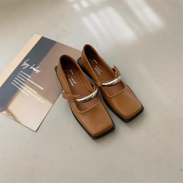 Женские туфли дерби на низком каблуке с квадратным носком Женская обувь из кожи Удобные туфли Мэри Джейн в стиле ретро Женские туфли дерби с квадратным носком