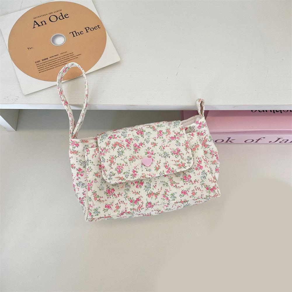 Snap Button Floral Makeup Bag Print Layered Storage Bag Organizer Pouch Coin Purse  Daily Storage