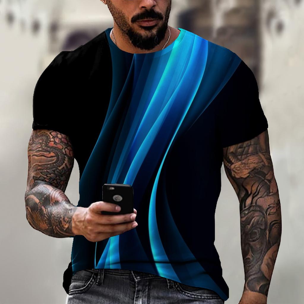 Men'S T-Shirt Short Sleeve Printed Summer Round Neck Top Trend Casual Sweatshirt