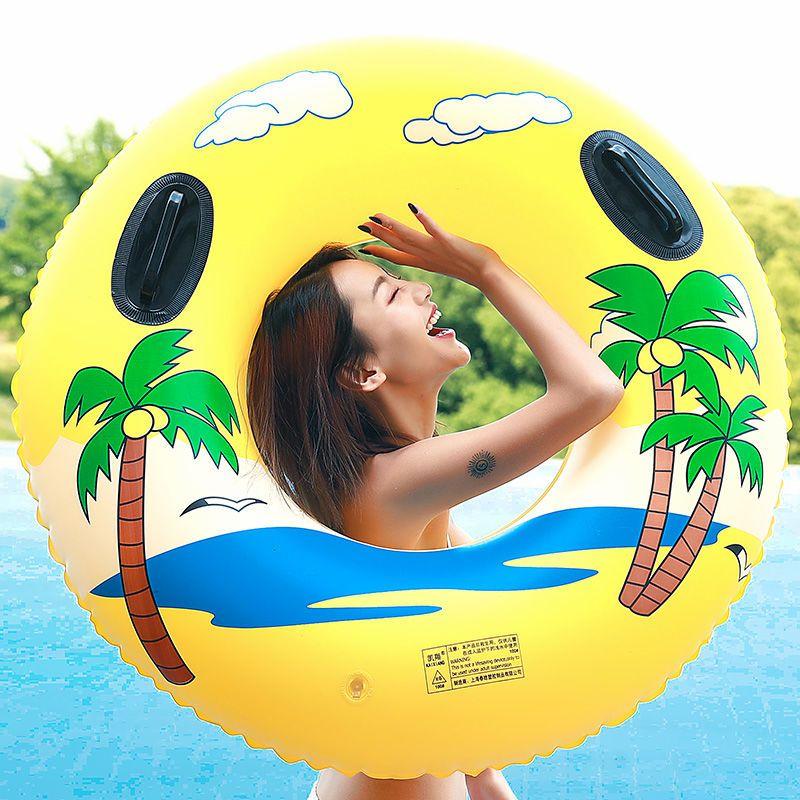Кольцо для плавания для взрослых, большой надувной спасательный круг под мышками с узором кокосовой пальмы, утолщенное оборудование для плавания