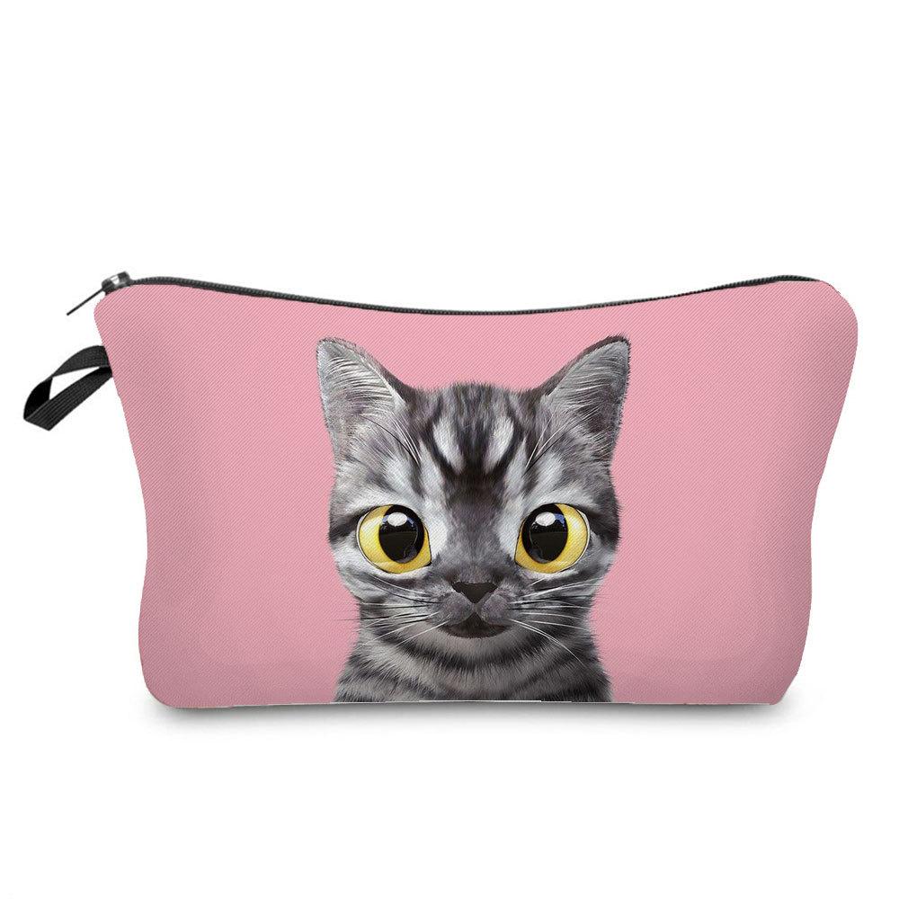 Women Cat Print Cosmetic Bag Toiletries Organize Travel Storage Case  6421