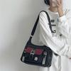 Yogodlns Retro Patchwork Shoulder Bag For Women Soft Leather Crossbody Bag Cool Girl Messenger Bag Shopping Purse Handbag