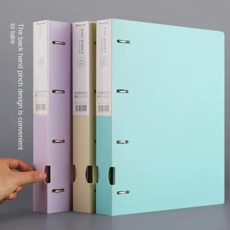 NEW Portable 4-Hole D-Type Folder A4 Plastic Storage Folder Loose-Leaf Storage Box File Bag Student File File Storage Box