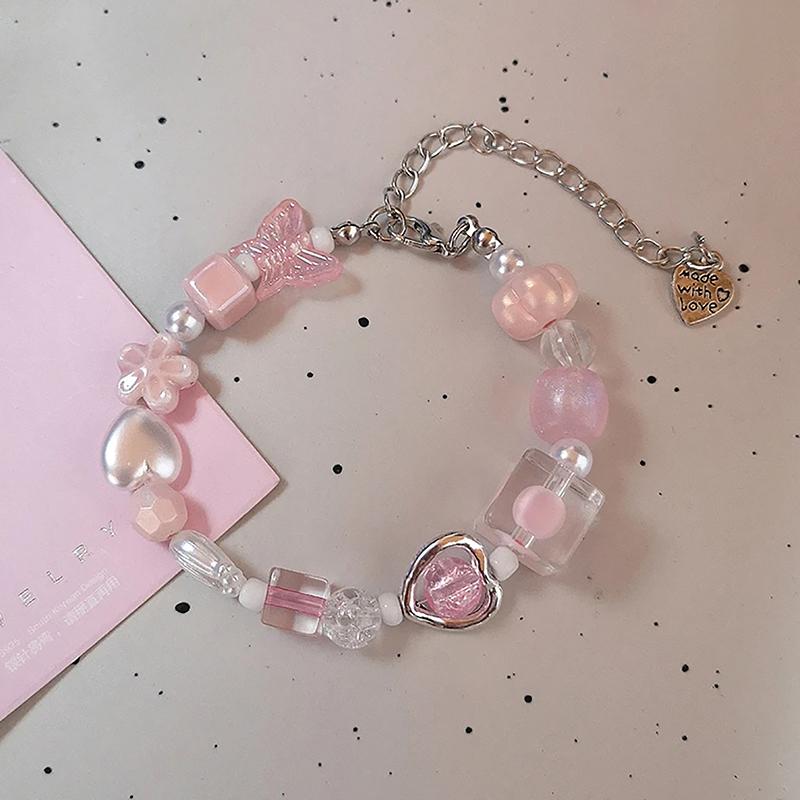 Готический Харадзюку милый Y2K ручной работы эстетический браслет с подвесками в виде сердца и звезды для женщин и девочек винтажные гранжевые эмо 2000-е аксессуары