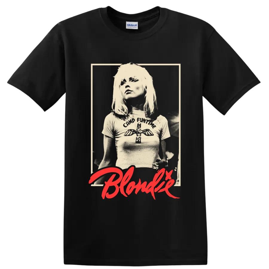 Blondie Панк-рок группа Винтажный портрет женщины Красная надпись Футболка Музыкальный фанат Футболка